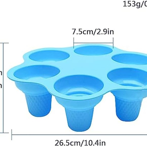 Silicone 6 Cupcake Baking Tray - Icecream cone shape - Picture 5 of 5